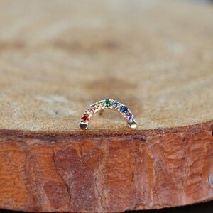 Solid 14k Gold Pride Rainbow press-fit/threadless end